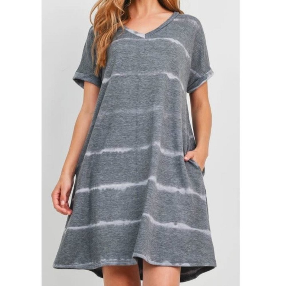Grey Tie Dye T-Shirt Dress